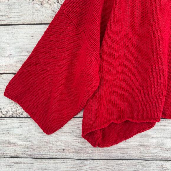 Vintage 90s S.W.A.K. Crop Oversized Sweater Womens Large Red Made in USA - Picture 6 of 9